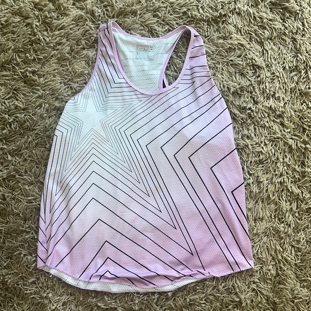 Lucky in Love Pink Geometric Women's Tank Top